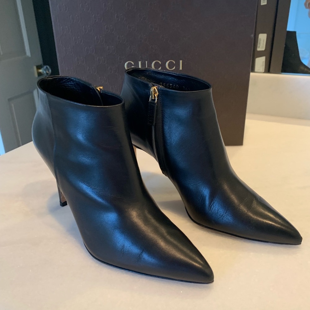 Gucci  Leather Bootie approx 3 1/4 in. heel.